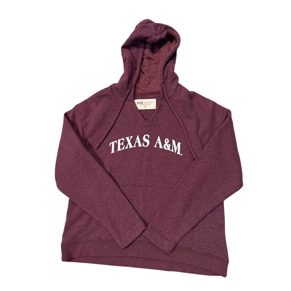 Red Shirt Texas A&M University Maroon Heather V-Neck Hoodie Sweatshirt Small